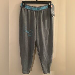 NWT Womens Under Armour Small Gray & Blue Loose Fit Joggers Athleisure Casual